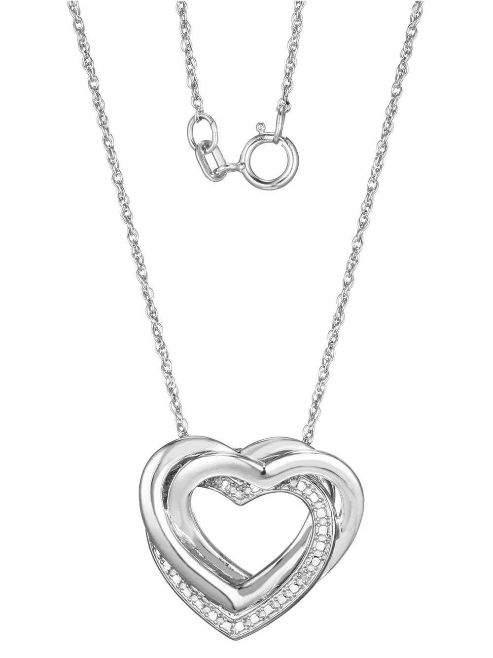 Zales Diamond Accent Interlocking Hearts Pendant in Sterling Silver